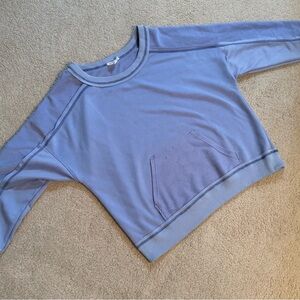 Casual Blue Cropped Sweatshirt